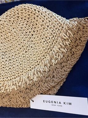Eugenia Kim Beige Woven Straw Sun Hat